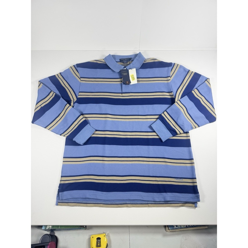 aniel Cremieux‎ Classics XL Blue Striped Rugby Polo Shirt Long Sleeve NWT